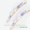 Exquisite Silvertone Metal Sparkling Clear Crystal Slim BARRETTE Hair Accessories HF80151
